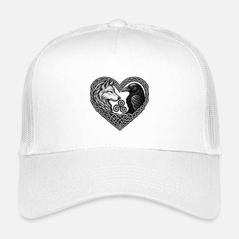 Celtic Heart: Wolf und Krähe - Kinder Trucker-Cap - Weiß