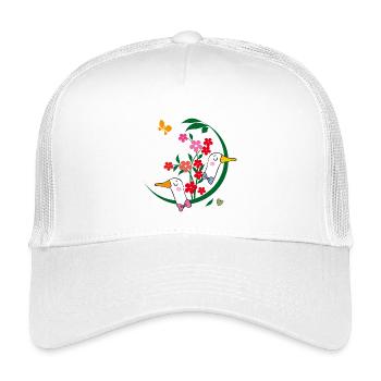  Gänse mit Blüten - Kinder Trucker-Cap - Weiß - Vorne