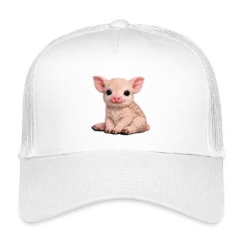 Piglet Cuddle Illustration - Kids’ Trucker Cap - white - Front