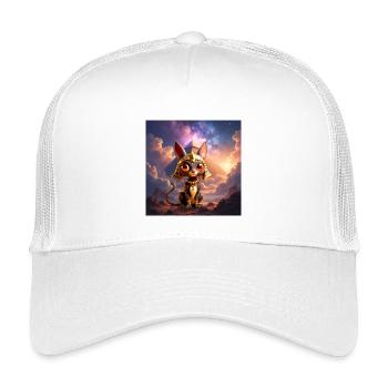 Pharao-Katze vor der Pyramide - Kinder Trucker-Cap - Weiß - Vorne