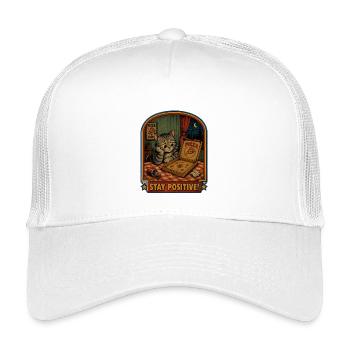 Soirée pizza : chat reste positif - Casquette trucker enfant - blanc - Devant