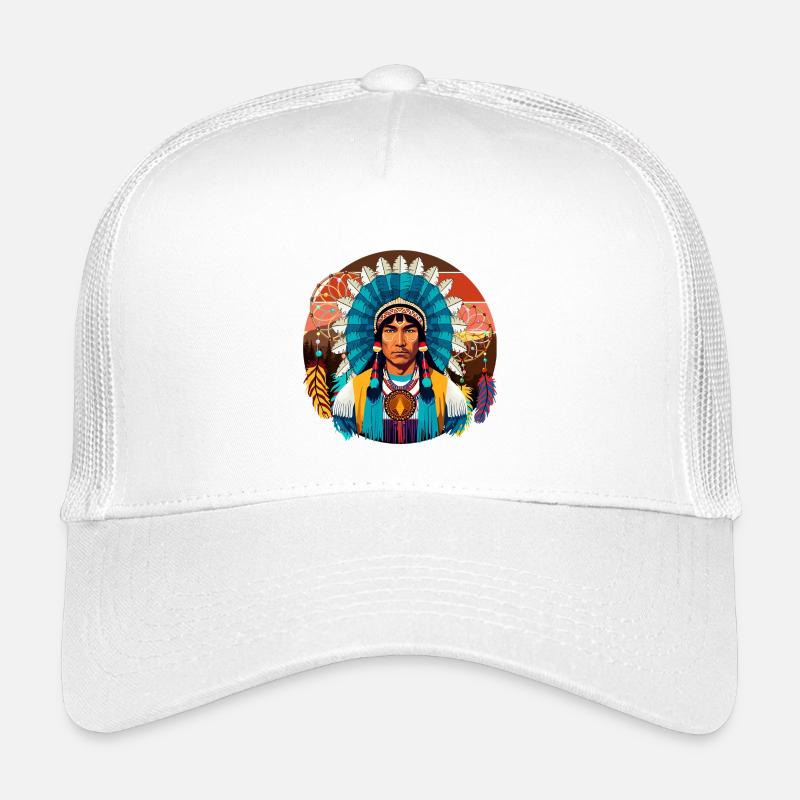 Mächtiges Porträt des indianischen Häuptlings Kinder Trucker-Cap