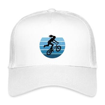 Geschenkidee für die BMX-Riderin mit Freestyle-BMX - Kinder Trucker-Cap - Weiß - Vorne