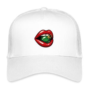 roter Weihnachtskußmund . KI generiert - Kinder Trucker-Cap - Weiß - Vorne