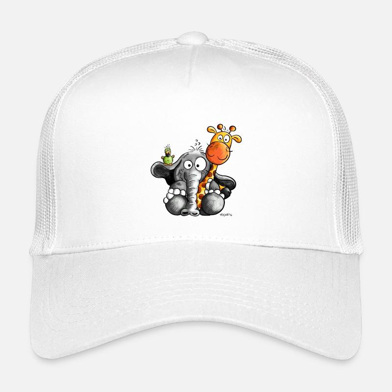 Elefant umarmt Giraffe - Kinder Trucker-Cap - Weiß