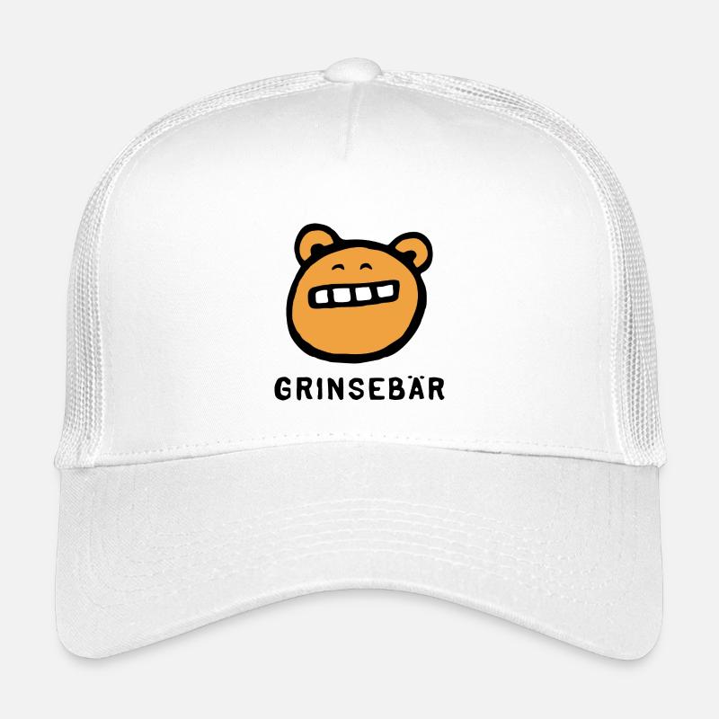 "Grinsebär" lustiger cooler Bär mit Spruch - Kinder Trucker-Cap - Weiß