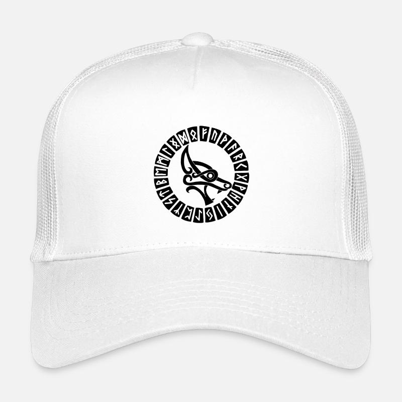 Schwarze Wolfs- und Wikingerrunen Kinder Trucker-Cap