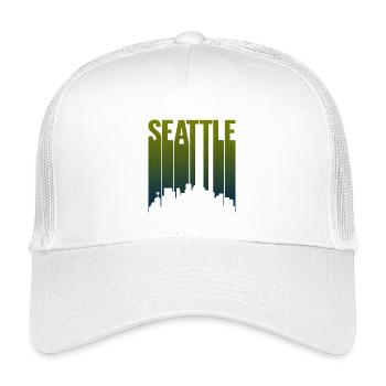 Seattle Skyline Green Gradient - Kids’ Trucker Cap - white - Front
