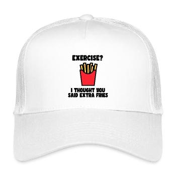Übung? Ich sagte nur extra Pommes # - Kinder Trucker-Cap - Weiß - Vorne