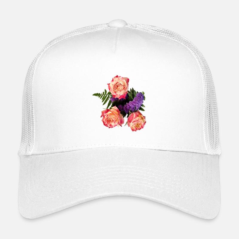 Rose bouquet in lavender glow - Kids’ Trucker Cap - white