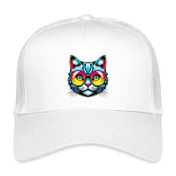 Kater mit Sonnenbrille - Kinder Trucker-Cap - Weiß - Vorne