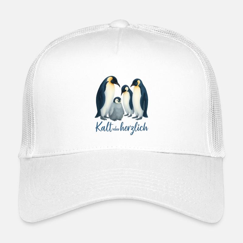 Blaue Winterpinguine - Kinder Trucker-Cap - Weiß