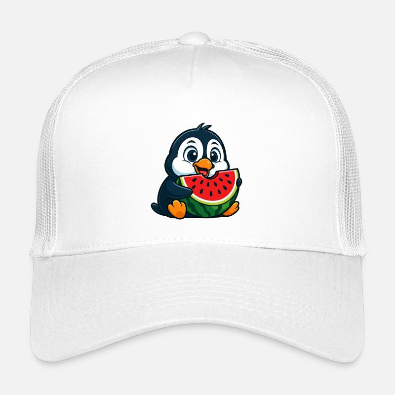 Cute Penguin with Watermelon Cartoon Fruit Arctic Kids’ Trucker Cap