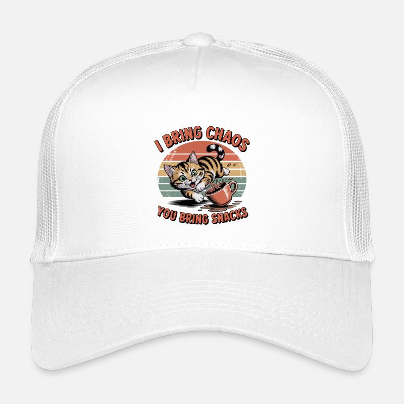 Chaos Cat und Snacks - Kinder Trucker-Cap - Weiß
