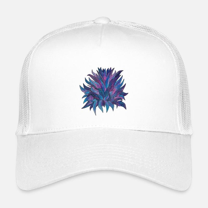 Lila Blaues Blättermuster - Kinder Trucker-Cap - Weiß
