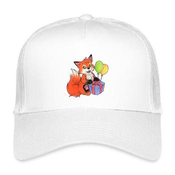 Renard mignon pour l’anniversaire peint à la main - Casquette trucker enfant - blanc - Devant