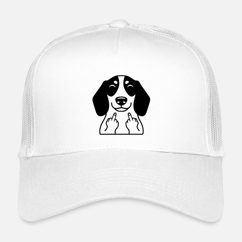 Frecher Dackel zeigt Mittelfinger – Lustiger Comic - Kinder Trucker-Cap - Weiß