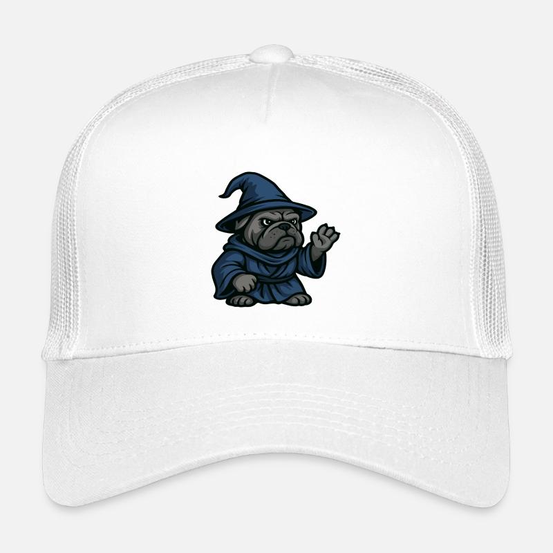 Sorcier bouledogue lançant un sort dans l’art de la robe bleue Casquette trucker enfant