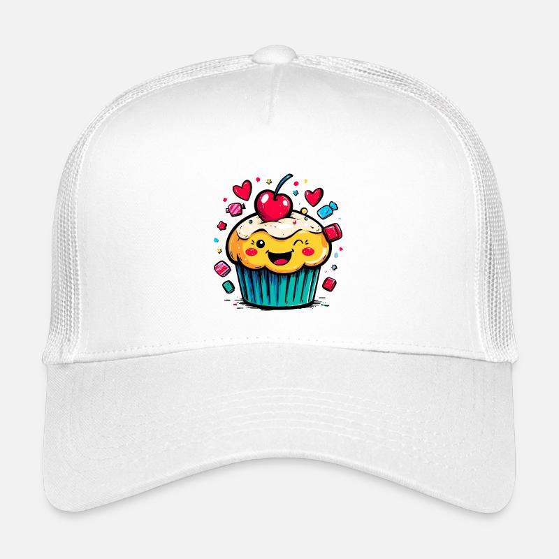 Cupcake Kawaii avec visage de cerise Casquette trucker enfant
