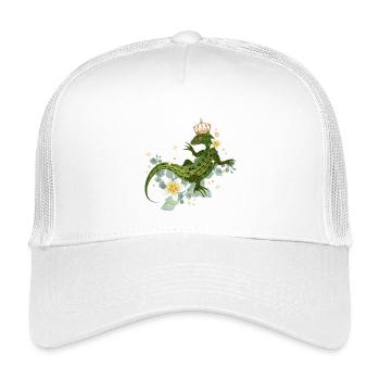Crowned lizard with flowers and shiny accents - Kids’ Trucker Cap - white - Front