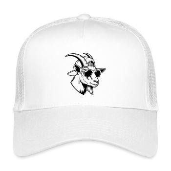 Une chèvre cool avec des lunettes de soleil et une casquette - Casquette trucker enfant - blanc - Devant