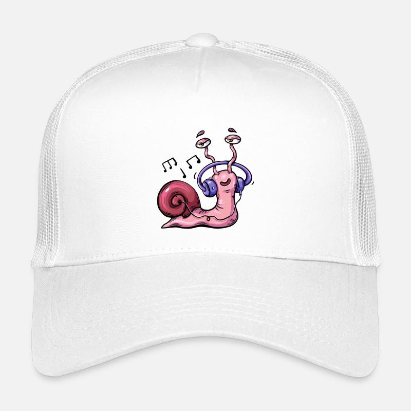 Schnecke hört Musik mit Kopfhörern - Kinder Trucker-Cap - Weiß