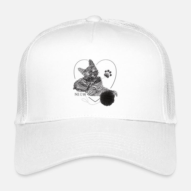 Katze Bild Wollknäuel Herz Geschenk Meow - Kinder Trucker-Cap - Weiß