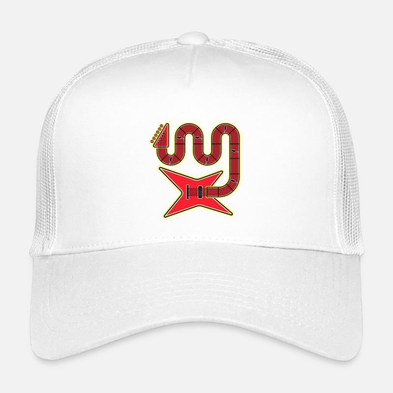 Red Abstract Shape Electric Guitar Kids’ Trucker Cap