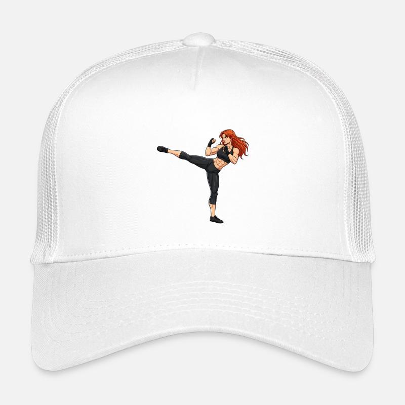 Kampfkunst Kickboxerin Illustration - Kinder Trucker-Cap - Weiß