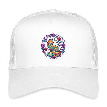Bunter Fuchs Blumen Mandala Lila Mädchen Design - Kinder Trucker-Cap - Weiß - Vorne
