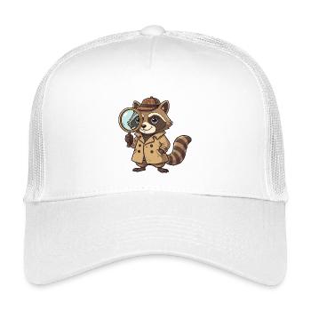 Waschbär Detektiv mit Lupe - Kinder Trucker-Cap - Weiß - Vorne