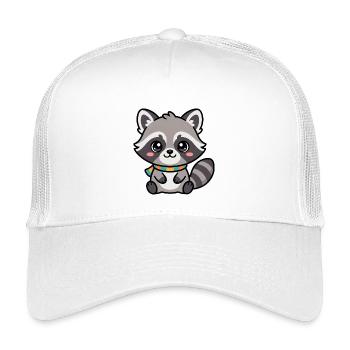 Kuschelraccoon mit Schal - Kinder Trucker-Cap - Weiß - Vorne