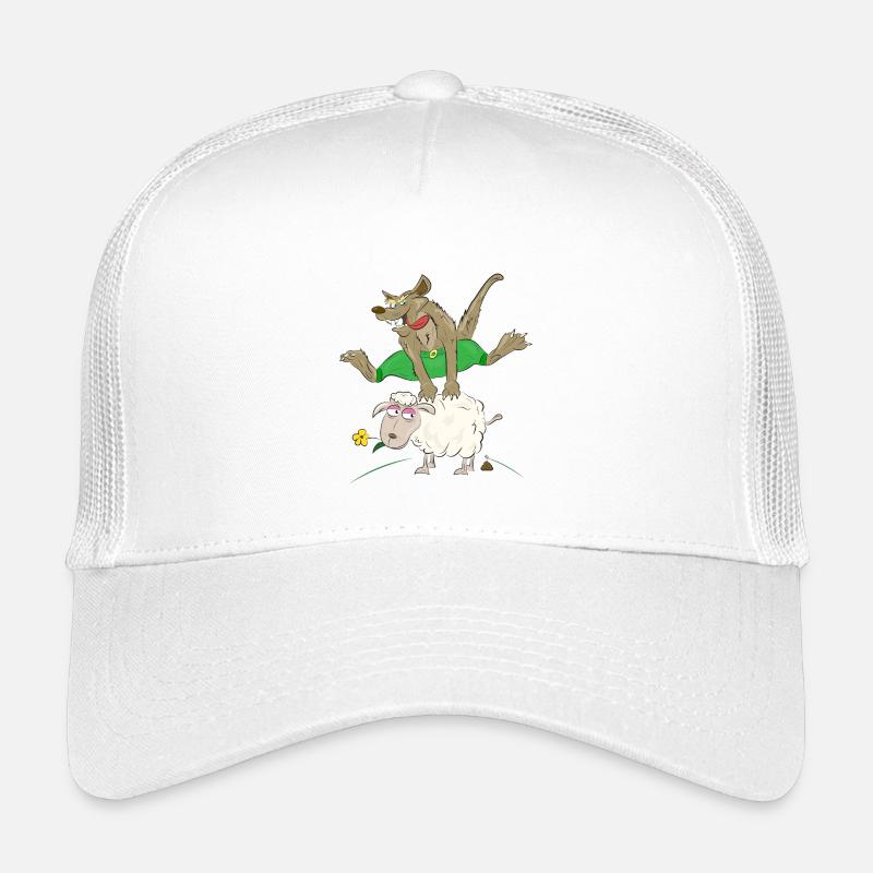 loup saute par-dessus le mouton - loup avec mouton Casquette trucker enfant