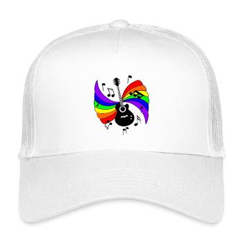 Guitar with rainbow and music notes - Kids’ Trucker Cap - white - Front