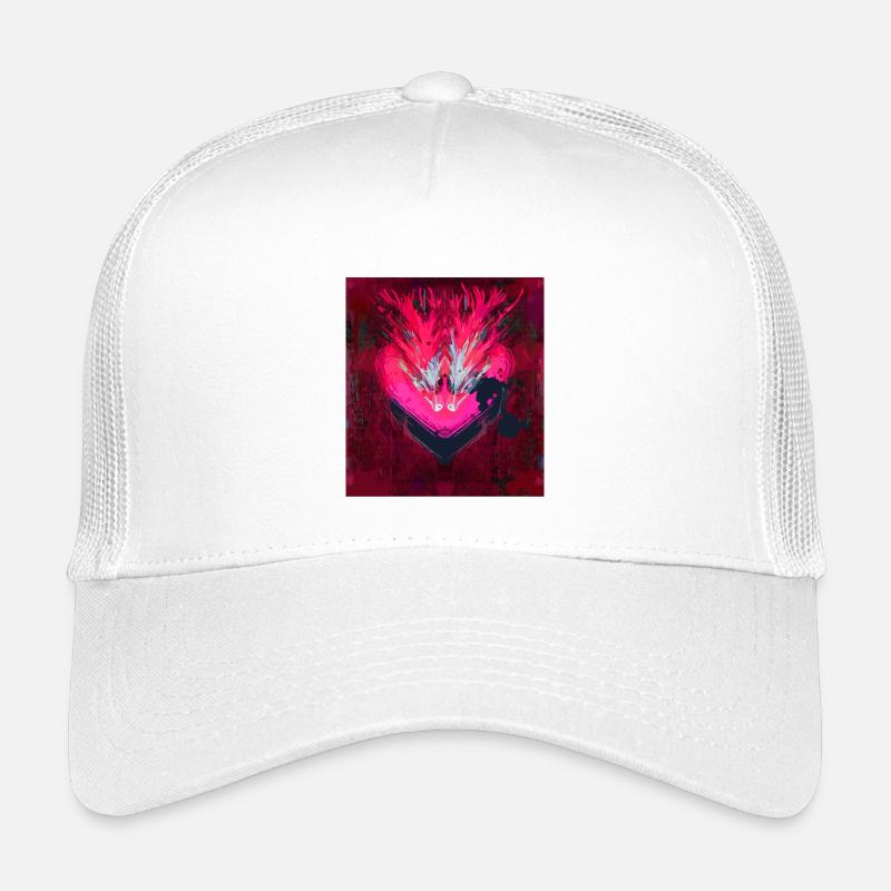 Neon Herz im Dunkelrot - Kinder Trucker-Cap - Weiß