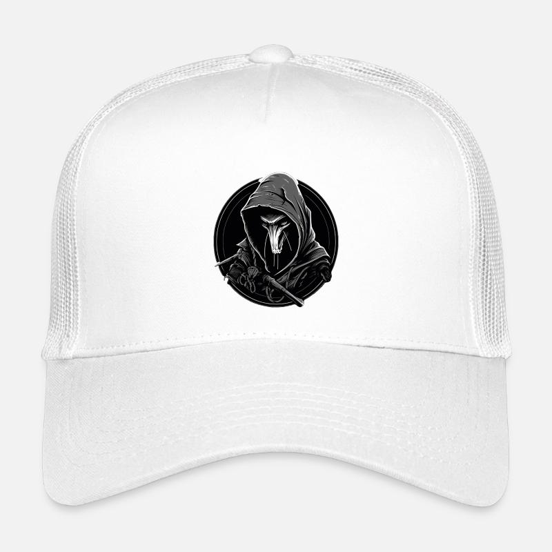 Sleek Skaven logo: bold, minimalist, menacing. Kids’ Trucker Cap