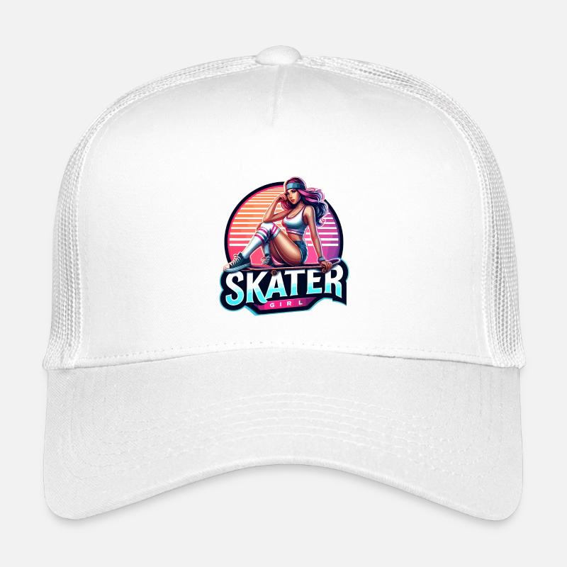 Retro Skate Mädchen Illustration Kinder Trucker-Cap