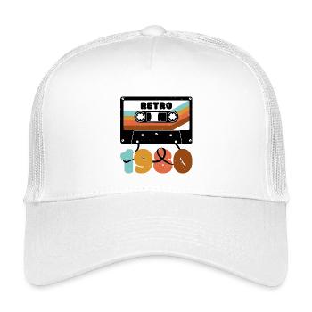 Retro 1980 Achtziger Jahre Musik Kassette - Kinder Trucker-Cap - Weiß - Vorne