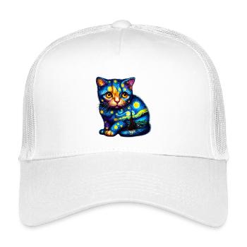 Katze - Kinder Trucker-Cap - Weiß - Vorne