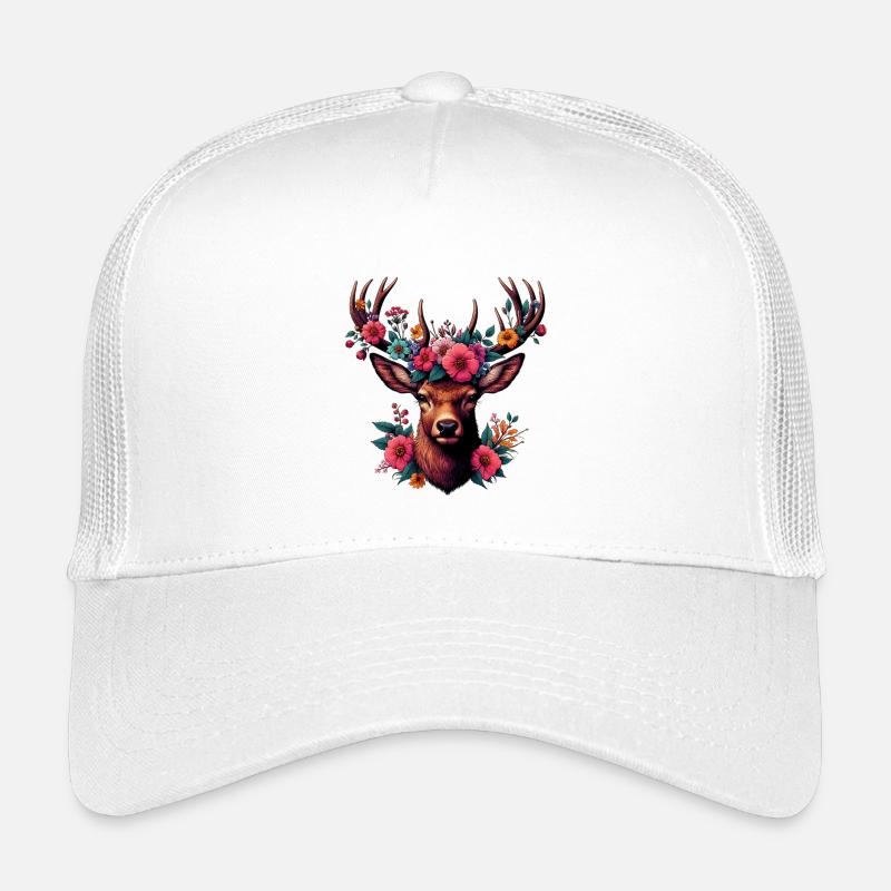 Hirsch mit Blumen Kinder Trucker-Cap