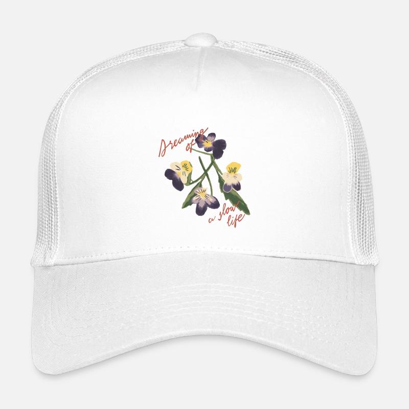 Slow Living Blumen-Illustration - Kinder Trucker-Cap - Weiß