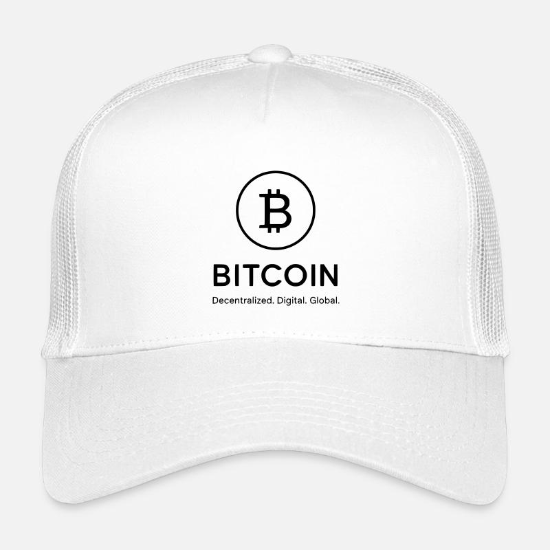 Bitcoin - dezentral, digital global - Kinder Trucker-Cap - Weiß