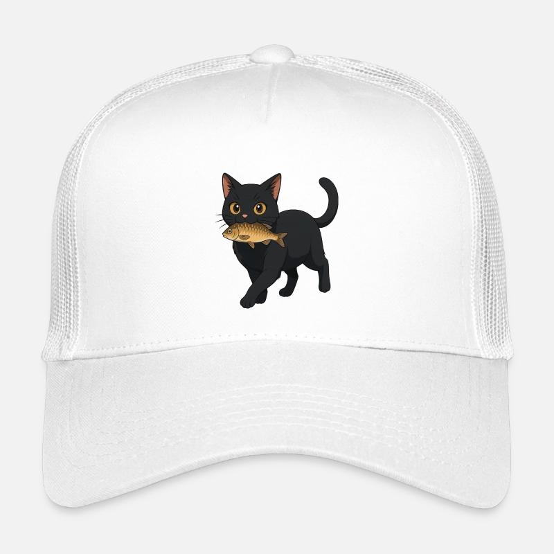 Cat with Fish Illustration Design Kids’ Trucker Cap