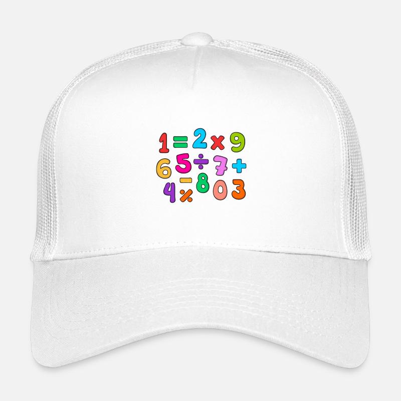 Tag der ZahlenRegenbogen-Design mit mathematischen Zahlen - Kinder Trucker-Cap - Weiß