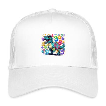 Zahlentag: Lebhafter Dinosaurier mit Zahlenchaos - Kinder Trucker-Cap - Weiß - Vorne