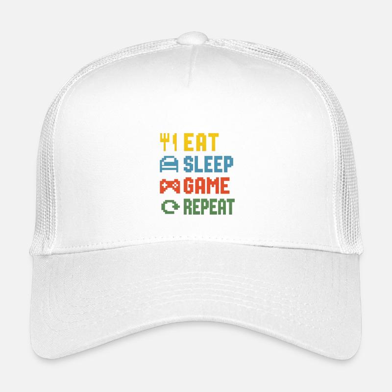 Eat Sleep Game Repeat - Kinder Trucker-Cap - Weiß