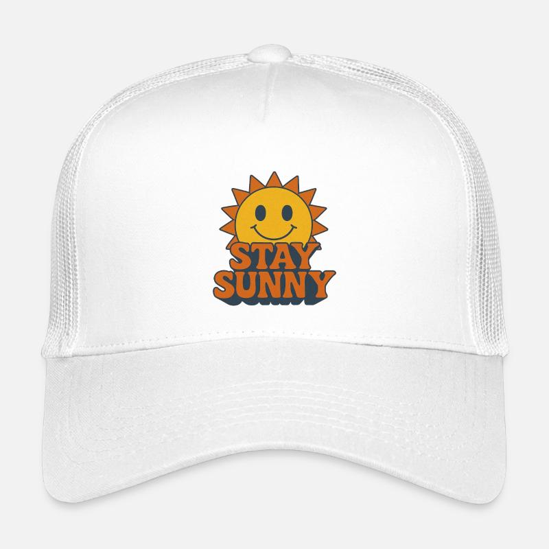 Optimistic Sunny Smiley Print Kids’ Trucker Cap