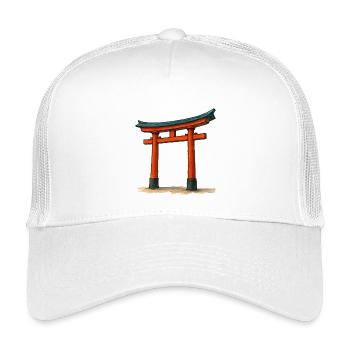 Red Shinto Torii Gate Illustration - Kids’ Trucker Cap - white - Front