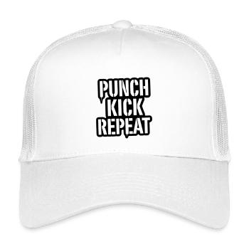 Coup de poing, coup de pied, répétition des lettres - Kickboxing - Casquette trucker enfant - blanc - Devant
