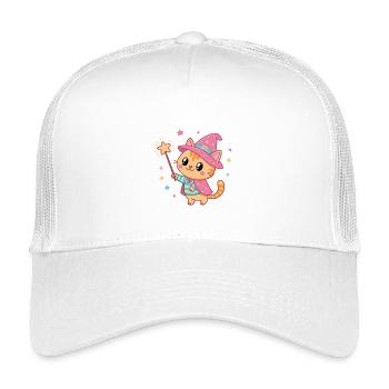 Star Wizard Cat Magician - Kids’ Trucker Cap - white - Front